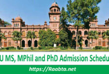 PU MS MPhil and PhD Admission Schedule 2021