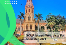 GCUF Merit Lists For Undergraduate Studies 2021