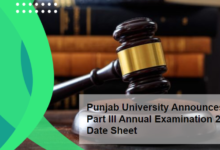 Punjab University LLB Part III Date Sheet Annual Examination 2021