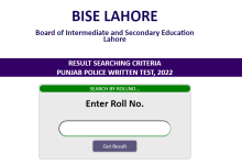 Punjab Police Written Test Result 2022 BISE Lahore Board